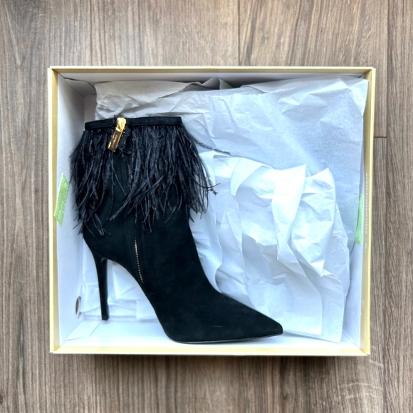 New! Michael Kors Meena Feather Embellished Suede Ankle Boot | 7.5 - Picture 5 of 10